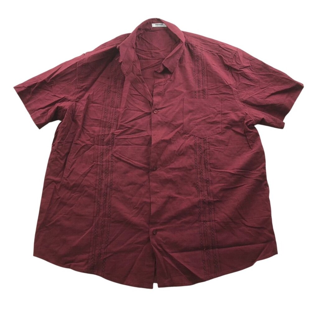 Coofandy Mens Shirt Size XXL Short Sleeve Button Up Shirt Red Classic Casual